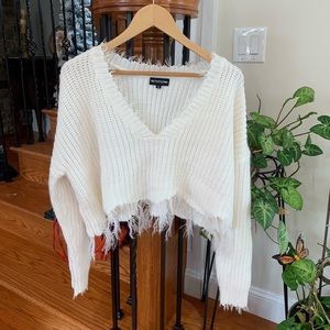 Pretty Little Thing Distressed White Cardigan